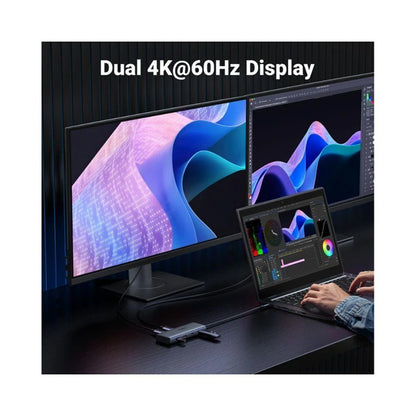 Hub USB-C UGREEN CM498 (45379), 2 x USB-A 3.2 - 3 x USB-C - 2 x HDMI, Grau