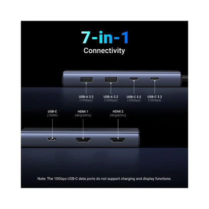 Hub USB-C UGREEN CM498 (45379), 2 x USB-A 3.2 - 3 x USB-C - 2 x HDMI, Grau