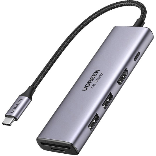 Hub USB-C UGREEN CM511 (60384), 2 x USB-A 3.0 - 1 x USB-C - 1 x HDMI - 1 x SD - 1 x microSD, Grigio