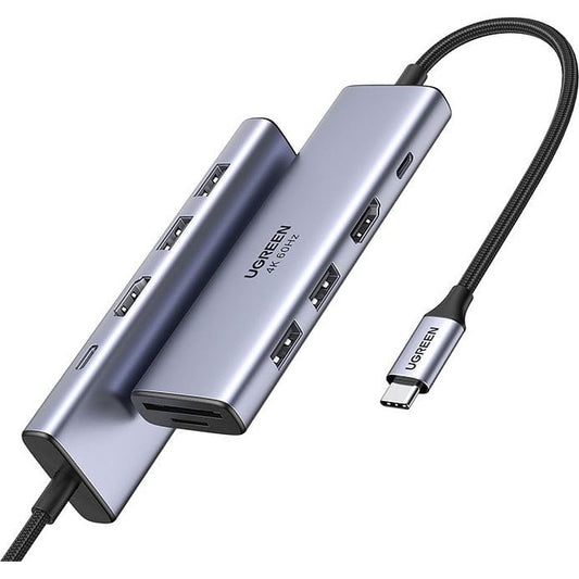 Hub USB-C UGREEN CM511 (60384), 2 x USB-A 3.0 - 1 x USB-C - 1 x HDMI - 1 x SD - 1 x microSD, Grigio