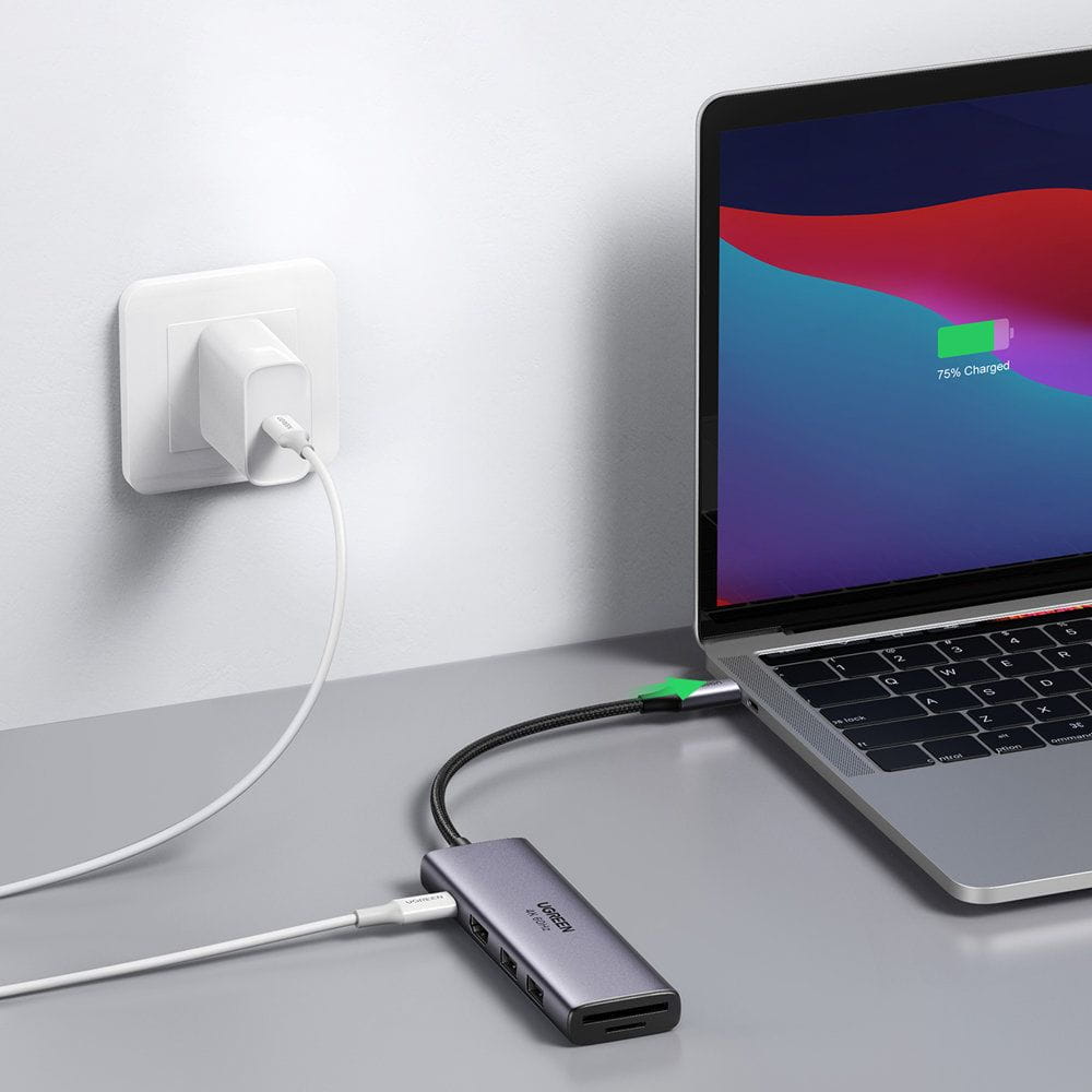 Hub USB-C UGREEN CM511 (60384), 2 x USB-A 3.0 - 1 x USB-C - 1 x HDMI - 1 x SD - 1 x microSD, Grigio