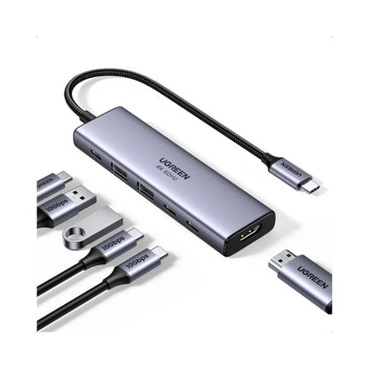 Hub USB-C UGREEN CM511 (35999), 2 x USB-A 3.2 - 3 x USB-C - 1 x HDMI, Grau