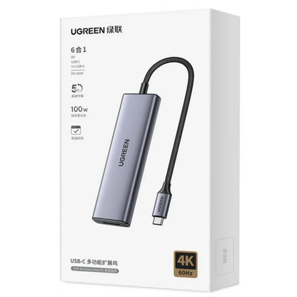 Hub USB-C UGREEN CM511 (75642), 6in1, Grigio