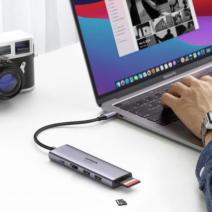 Hub USB-C UGREEN CM511 (60384), 2 x USB-A 3.0 - 1 x USB-C - 1 x HDMI - 1 x SD - 1 x microSD, Grigio