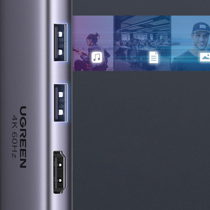 Hub USB-C UGREEN CM511 (60384), 2 x USB-A 3.0 - 1 x USB-C - 1 x HDMI - 1 x SD - 1 x microSD, Grigio