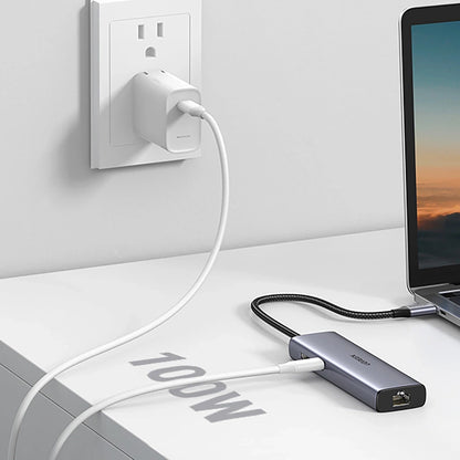 Hub USB-C UGREEN CM512, 2 x USB-A 3.0 - 1 x USB-C - 1 x HDMI - 1 x SD - 1 x microSD - RJ45, Grigio