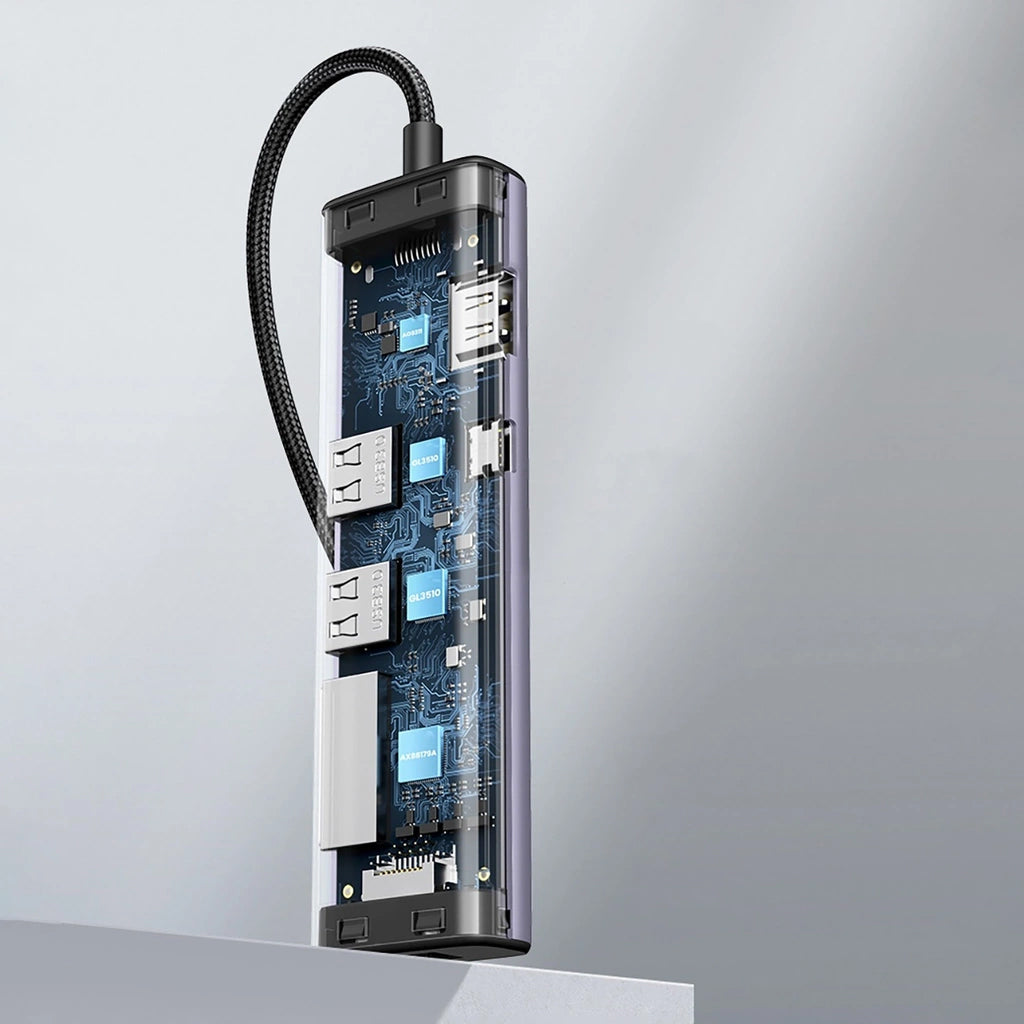 Hub USB-C UGREEN CM512, 2 x USB-A 3.0 - 1 x USB-C - 1 x HDMI - 1 x SD - 1 x microSD - RJ45, Grigio