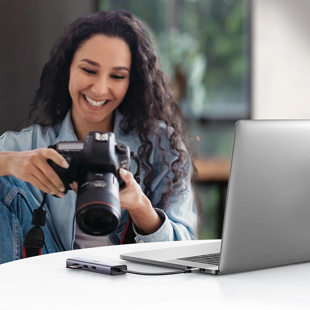 Hub USB-C UGREEN CM512, 2 x USB-A 3.0 - 1 x USB-C - 1 x HDMI - 1 x SD - 1 x microSD - RJ45, Grigio