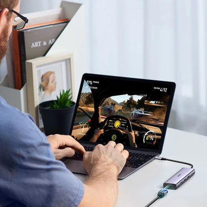 Hub USB-C UGREEN CM512, 2 x USB-A 3.0 - 1 x USB-C - 1 x HDMI - 1 x SD - 1 x microSD - RJ45, Grigio