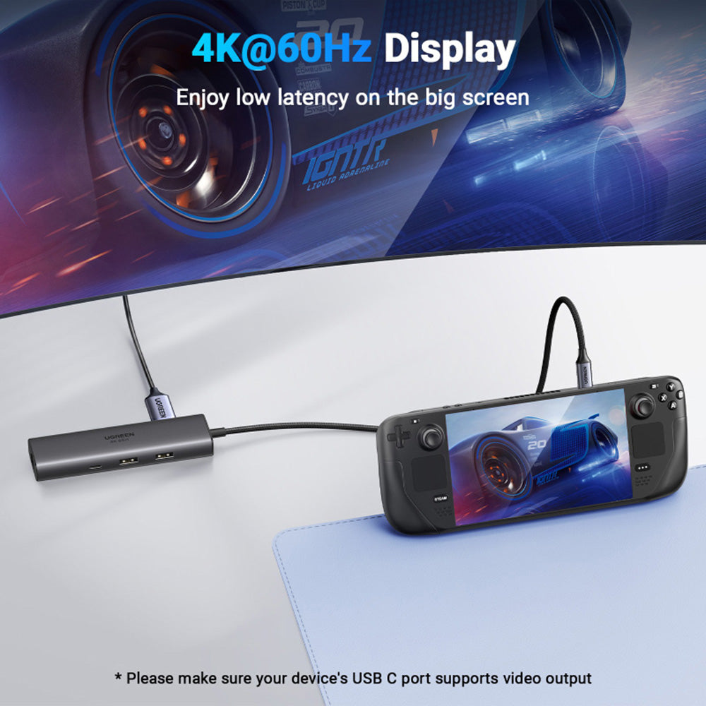 Hub USB-C UGREEN CM512 (45000), 2 x USB-A 3.2 - 2 x USB-C - 1 X HDMI - 1 x RJ45, Gris