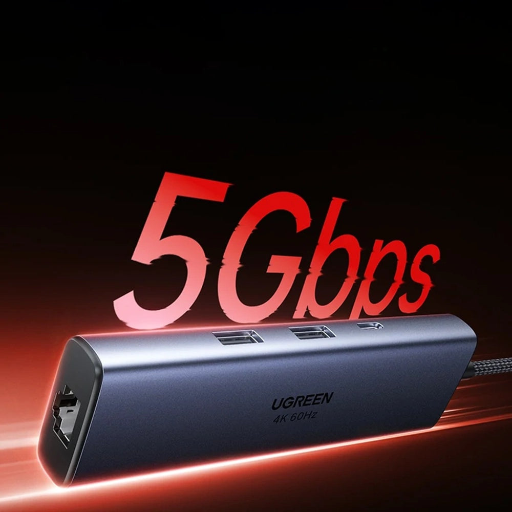 Hub USB-C UGREEN CM512 (75643), 6in1, Grigio