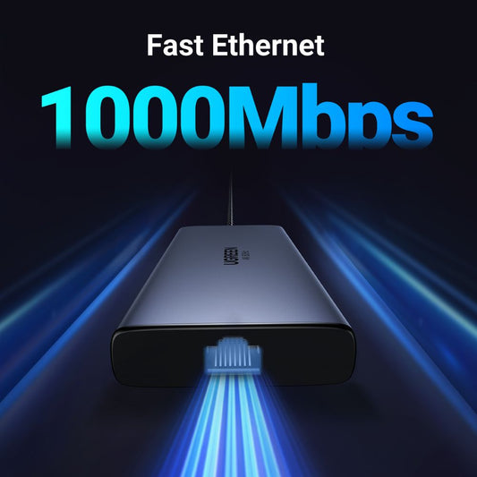 Hub USB-C UGREEN CM639 (45380), 2 x USB-A 3.2 - 3 x USB-C - 2 x HDMI - 1 x RJ45 - 1 x SD - 1 x microSD, Grigio