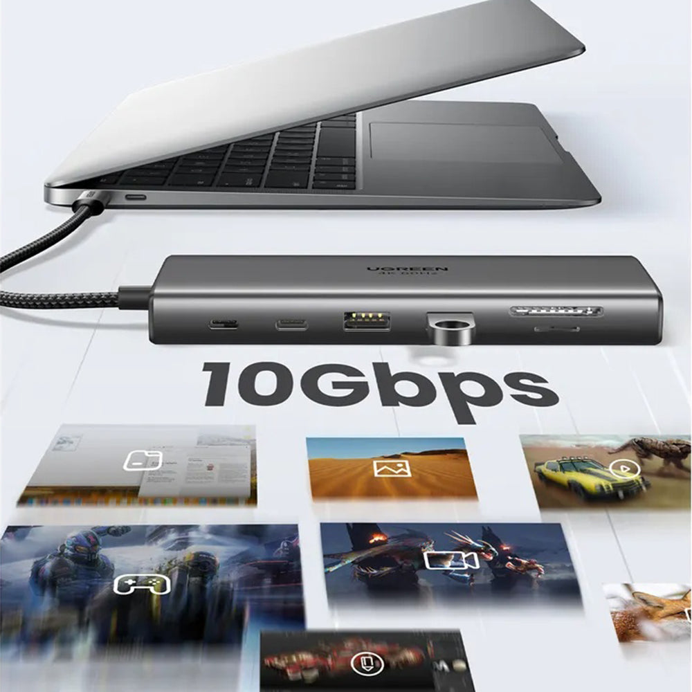 UGREEN CM639 USB-C Hub (45520), 2 x USB-A 3.2 - 3 x USB-C - 1 x HDMI - 1 x VGA - 1 x 3.5mm Jack - 1 x RJ45 - 1 x SD - 1 x microSD, Gray
