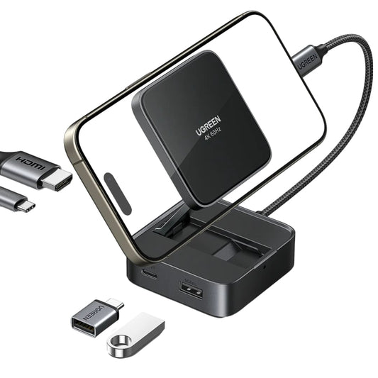 Hub USB-C UGREEN CM801, 1 x USB-A 3.0 - 2 x USB-C - 1 x HDMI, Grigio