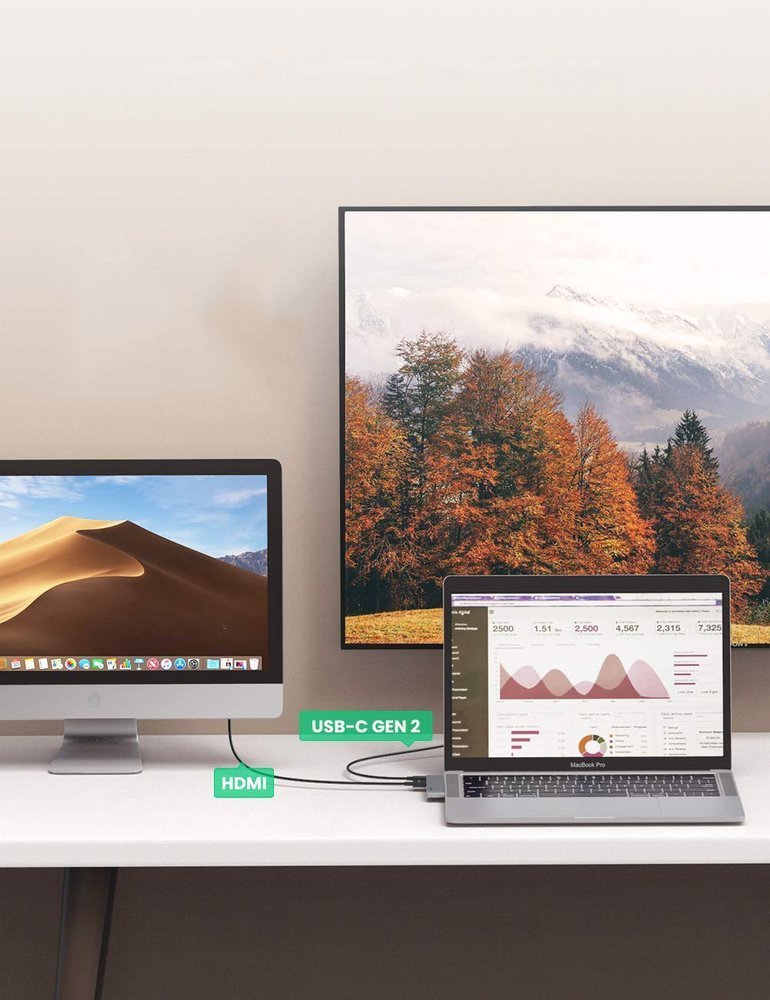 Hub USB-C UGREEN per Apple MacBook Pro / Air Series, 3 x USB-A 3.0 - 1 x USB-C - 1 x HDMI, Grigio