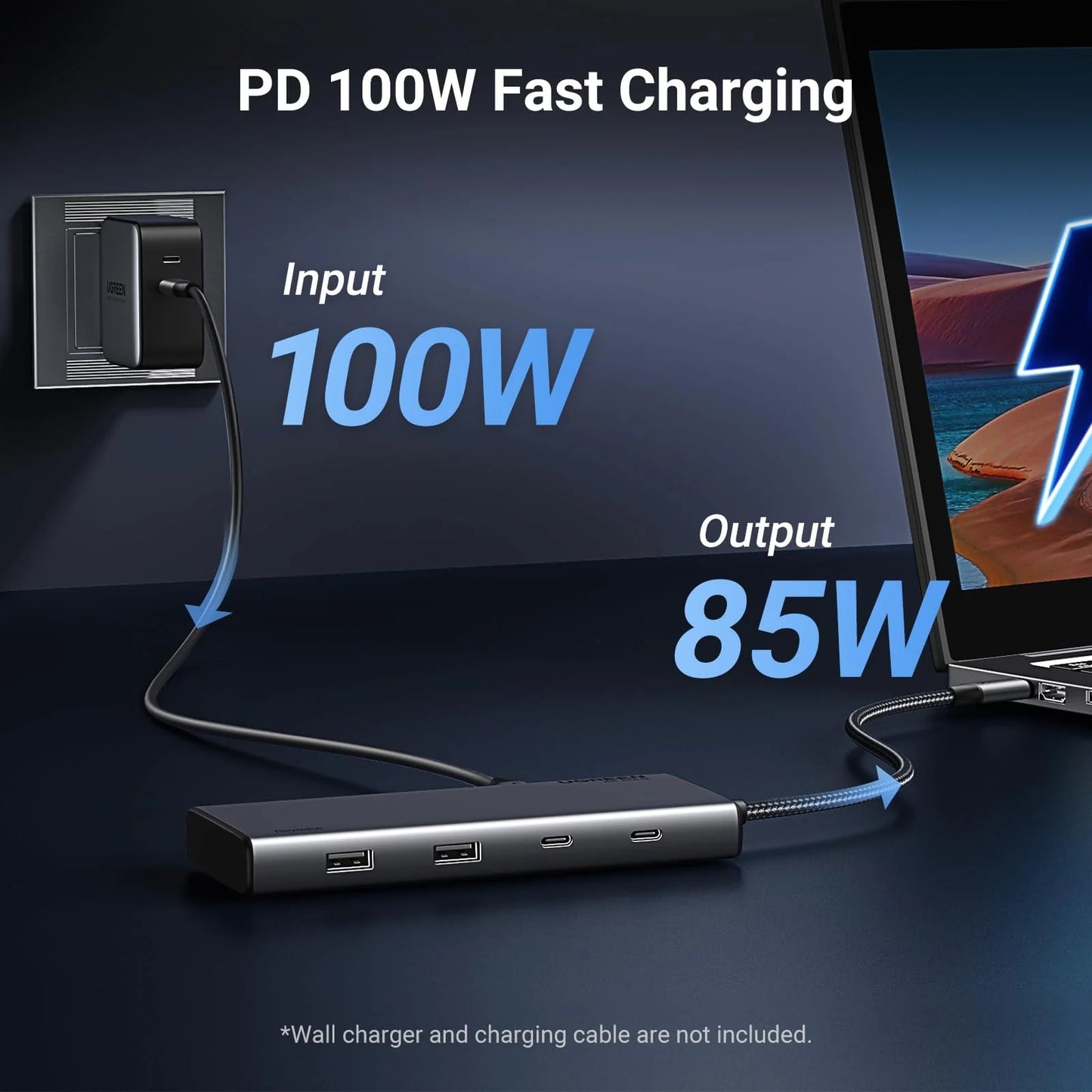 Hub USB-C UGREEN Revodok 308 CM639, 2 x USB-A 3.2 - 3 x USB-C - 1 x Display Port - 2 x HDMI, Gris