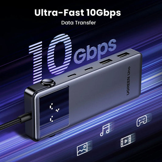 Hub USB-C UGREEN Uno (75177), 2 x USB-A 3.2 - 3 x USB-C - 1 x HDMI, Grigio
