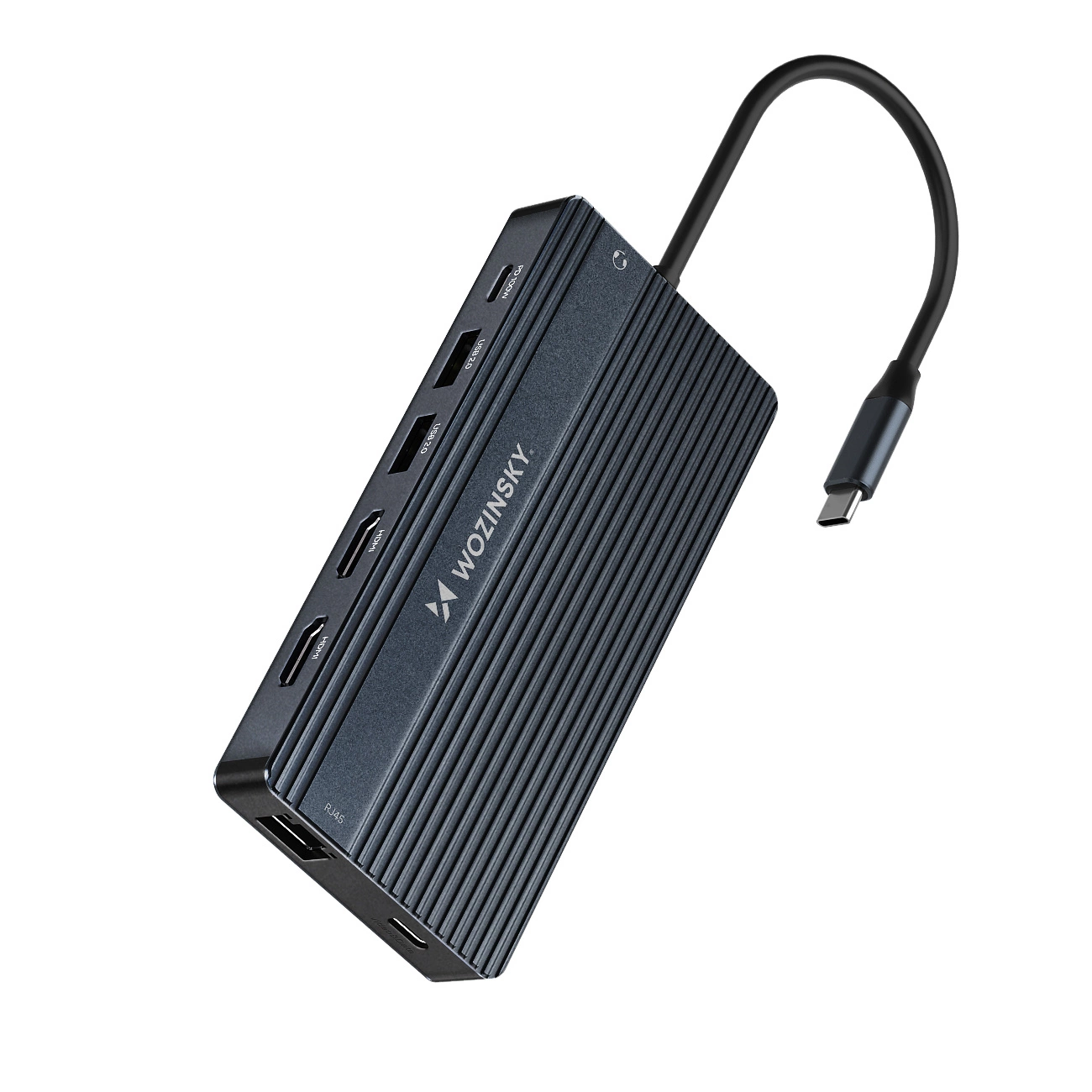 Hub USB-C WZK WDS03Y5S, 1 x USB-A 3.1 - 2 x USB-A - 5 x USB-C - 2 x HDMI - 1 x Jack 3.5mm - 1 x RJ45 - 1 x SD - 1 x microSD, Gris