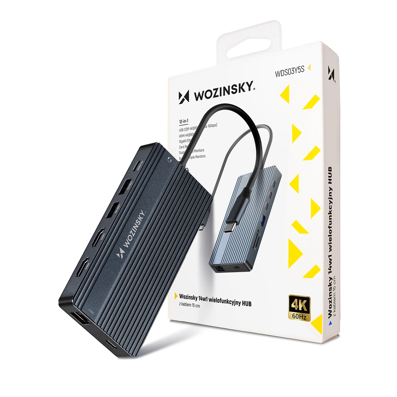 Hub USB-C WZK WDS03Y5S, 1 x USB-A 3.1 - 2 x USB-A - 5 x USB-C - 2 x HDMI - 1 x Jack 3.5mm - 1 x RJ45 - 1 x SD - 1 x microSD, Gris