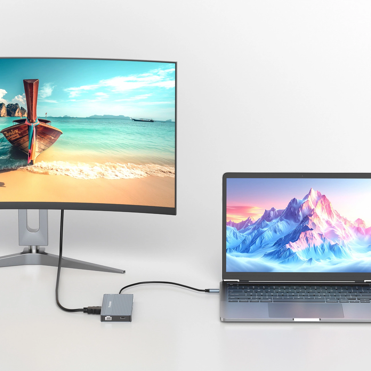 Hub USB-C WZK WDS03Y5S, 1 x USB-A 3.1 - 2 x USB-A - 5 x USB-C - 2 x HDMI - 1 x Jack 3.5mm - 1 x RJ45 - 1 x SD - 1 x microSD, Gris