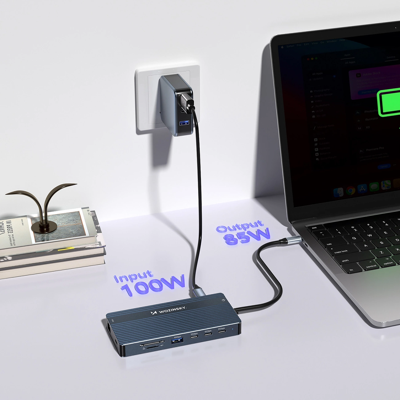 Hub USB-C WZK WDS03Y5S, 1 x USB-A 3.1 - 2 x USB-A - 5 x USB-C - 2 x HDMI - 1 x Jack 3.5mm - 1 x RJ45 - 1 x SD - 1 x microSD, Gris