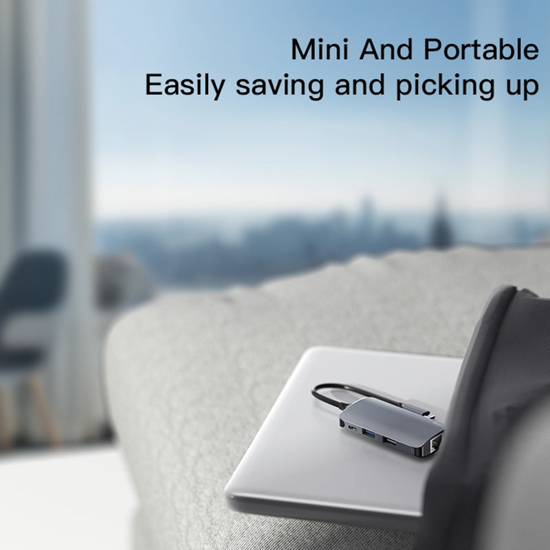 Hub USB-C Yesido HB15, 6en1, Gris