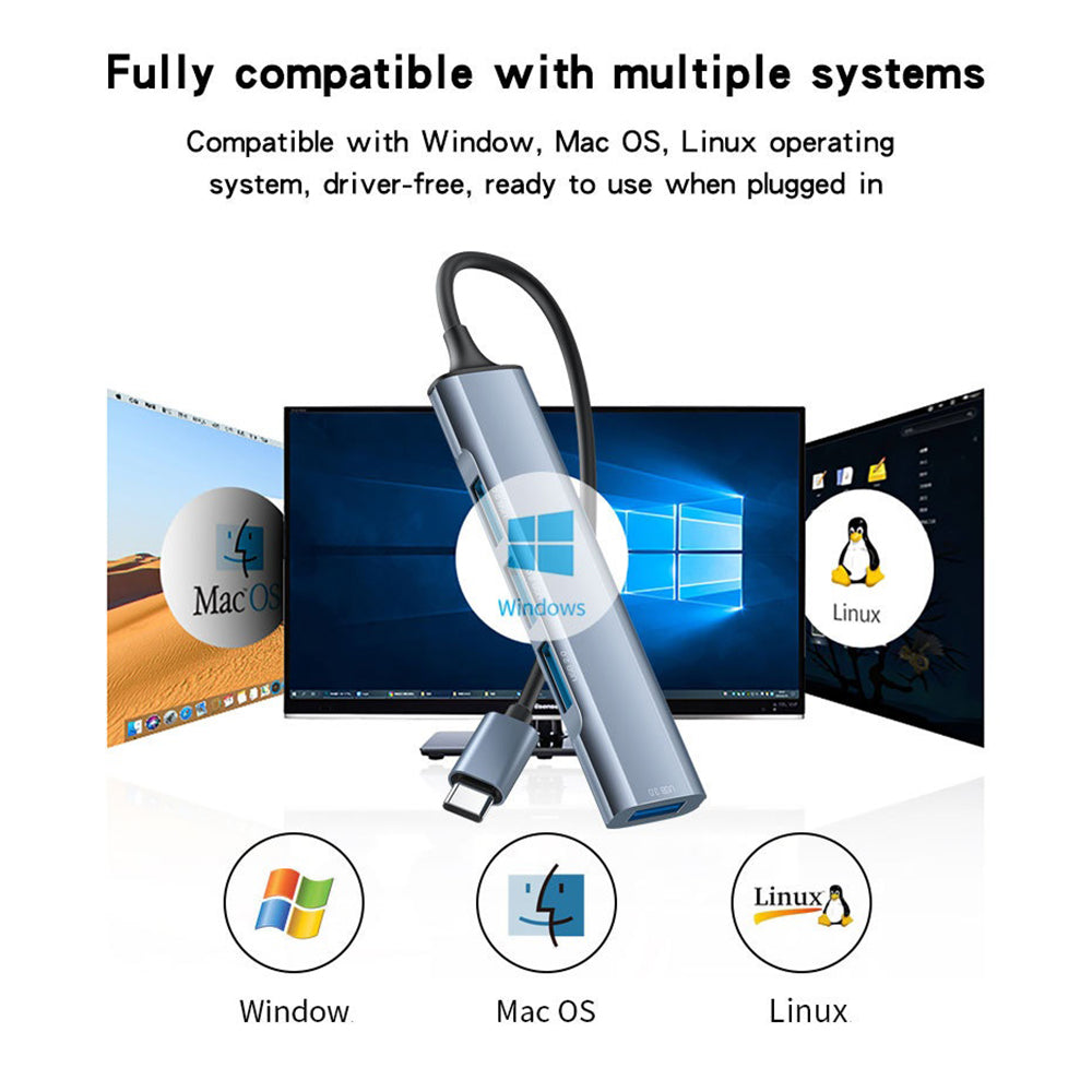 Hub USB-C Yesido HB17, 4en1, Gris