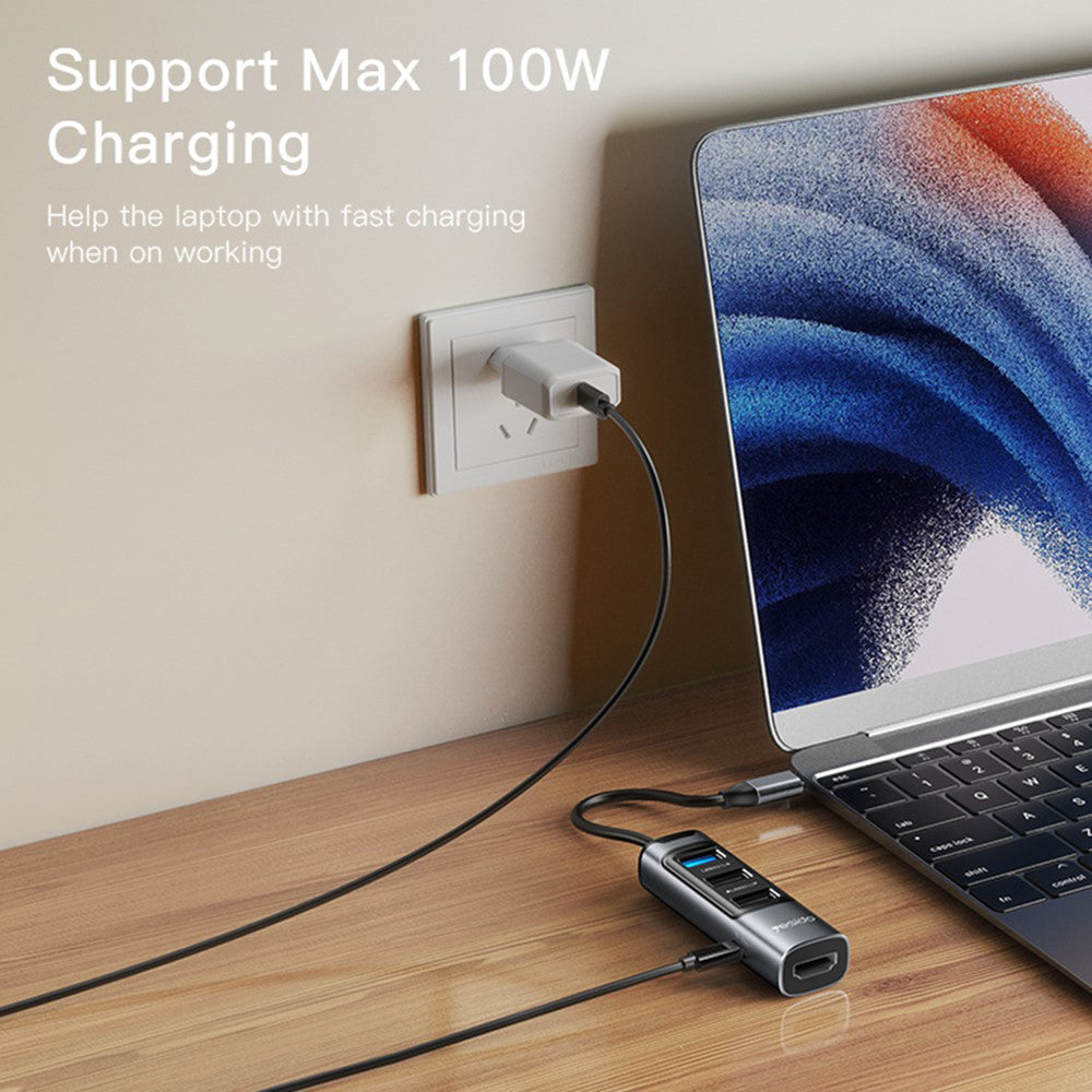 Hub USB-C Yesido HB22, 5en1, Gris