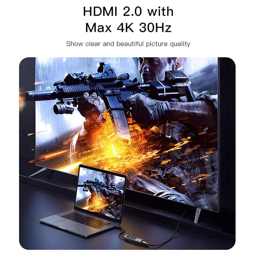 Hub USB-C Yesido HB22, 5en1, Gris