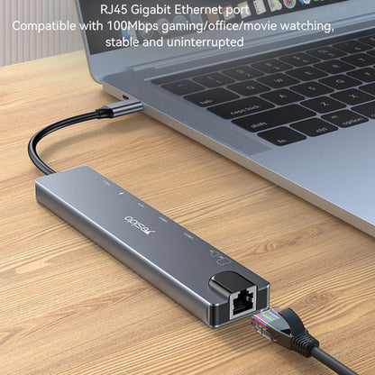 Hub USB-C Yesido HB27, 8in1, Grigio