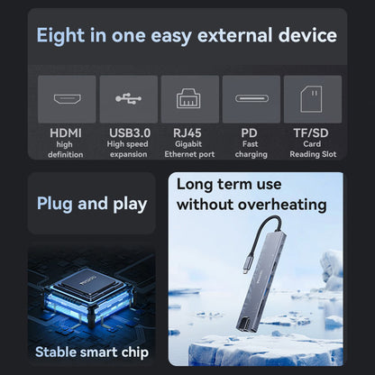 Hub USB-C Yesido HB27, 8in1, Grigio