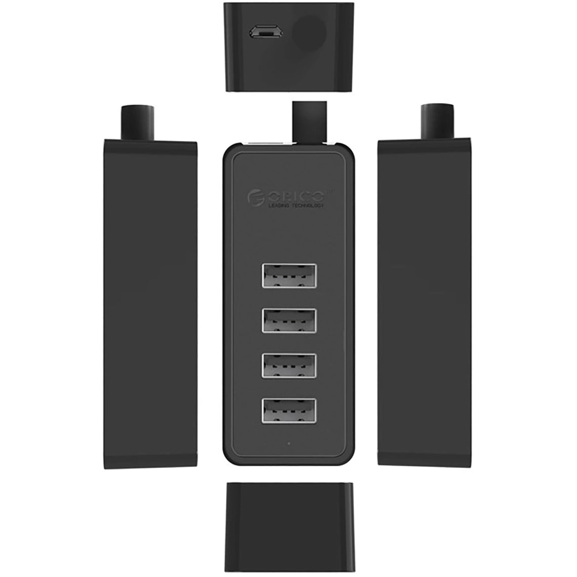 USB-Hub Orico W5P-U2-100, 4 x USB-A, 1m, Schwarz