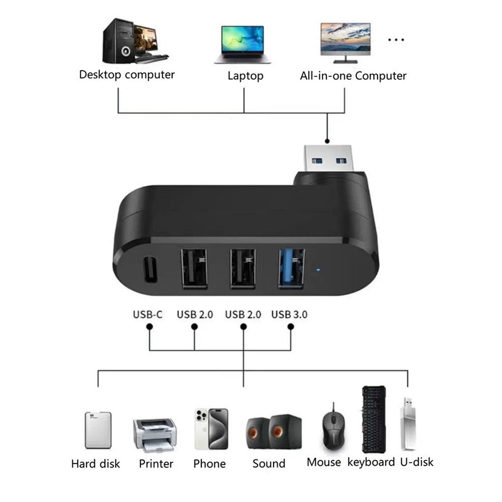 Hub USB Techsuit H17 SplitterNode, 4en1, Noir