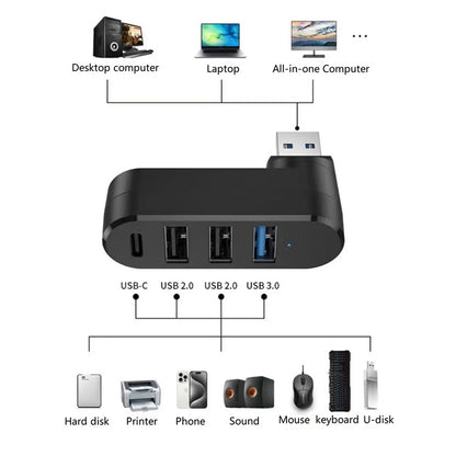 Hub USB Techsuit H17 SplitterNode, 4en1, Noir