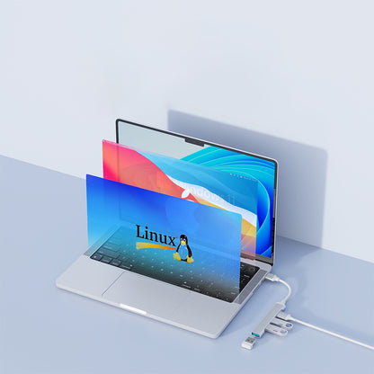 Hub USB Techsuit H19 PolarisBridge, 4en1, Gris Blanc