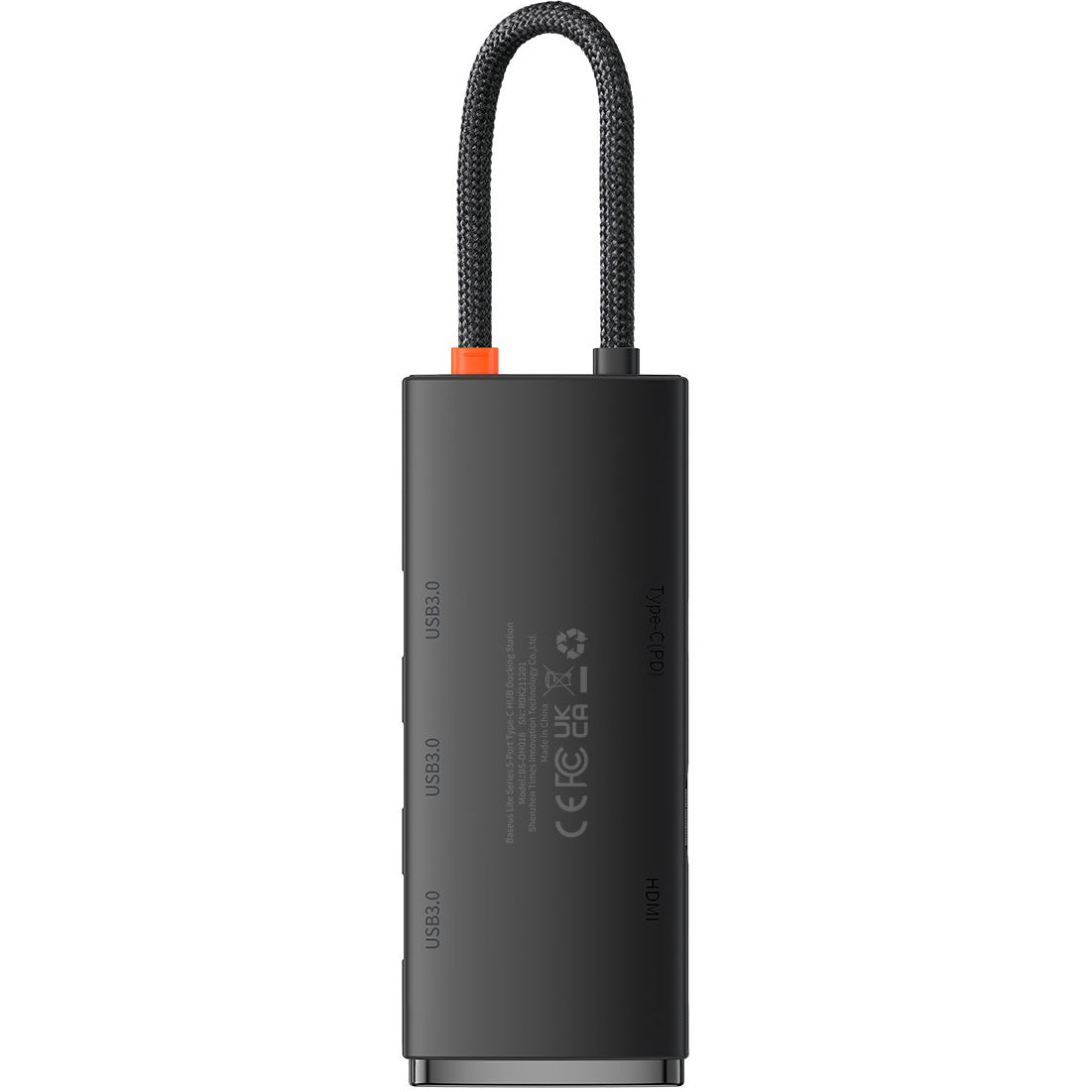 USB-C Hub Baseus Lite, 3 x USB-A 3.0 - USB-C - HDMI, Schwarz WKQX040001