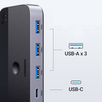 Hub USB UGREEN CM662, 3 x USB-A 3.0 - 1 x USB-C - 1 x miniUSB, Nero