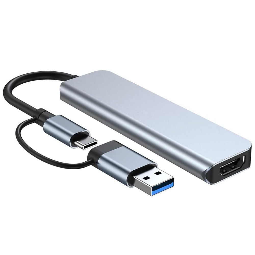 Hub USB / USB-C Techsuit H7 DataBridge, 5in1, Grigio