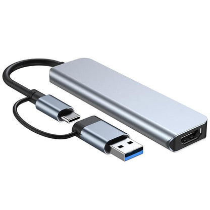 Hub USB / USB-C Techsuit H7 DataBridge, 5in1, Grigio