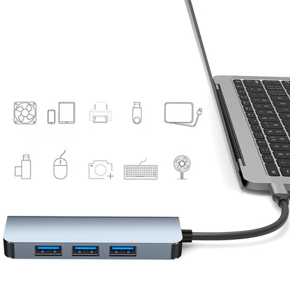 Hub USB / USB-C Techsuit H8 DataBridge, 4in1, Grigio