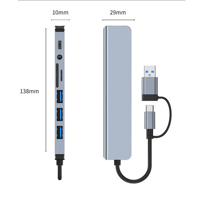 Hub USB / USB-C Techsuit H9 DataBridge, 8in1, Grigio