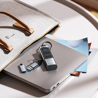 Hub USB / USB-C Yesido HB19, 4en1, Gris