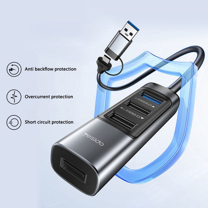 Hub USB / USB-C Yesido HB20, 5en1, Gris
