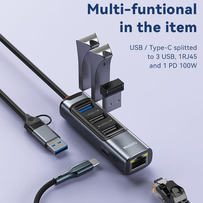 Hub USB / USB-C Yesido HB21, 5en1, Gris