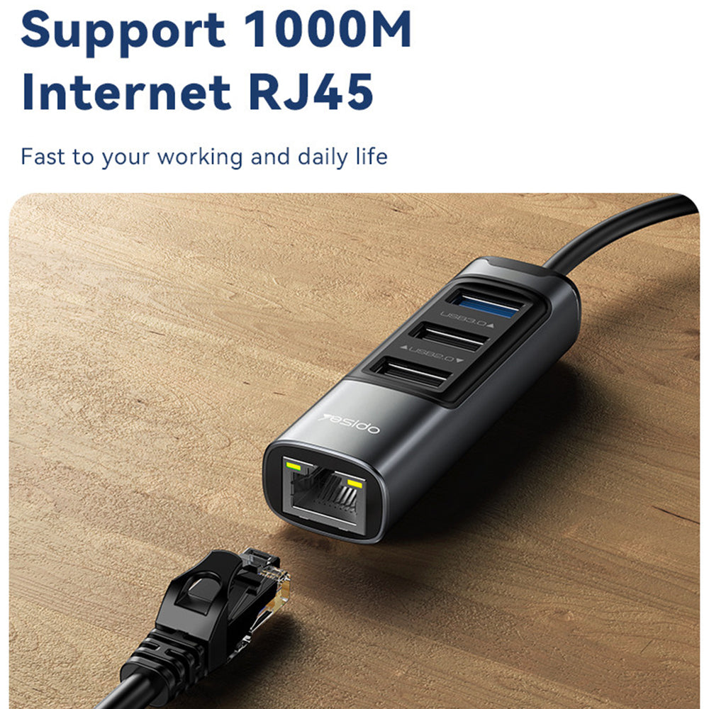 Hub USB / USB-C Yesido HB21, 5en1, Gris