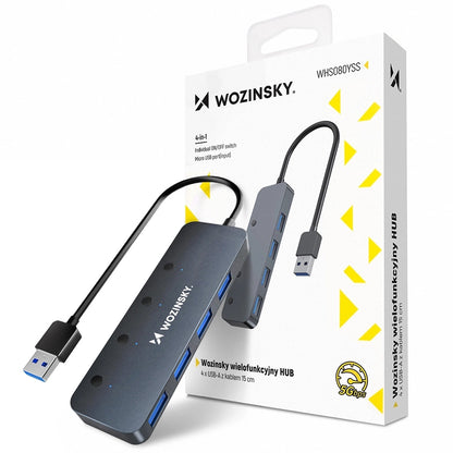 Hub USB WZK WHS080YSS, 4 x USB-A 3.0, Grigio