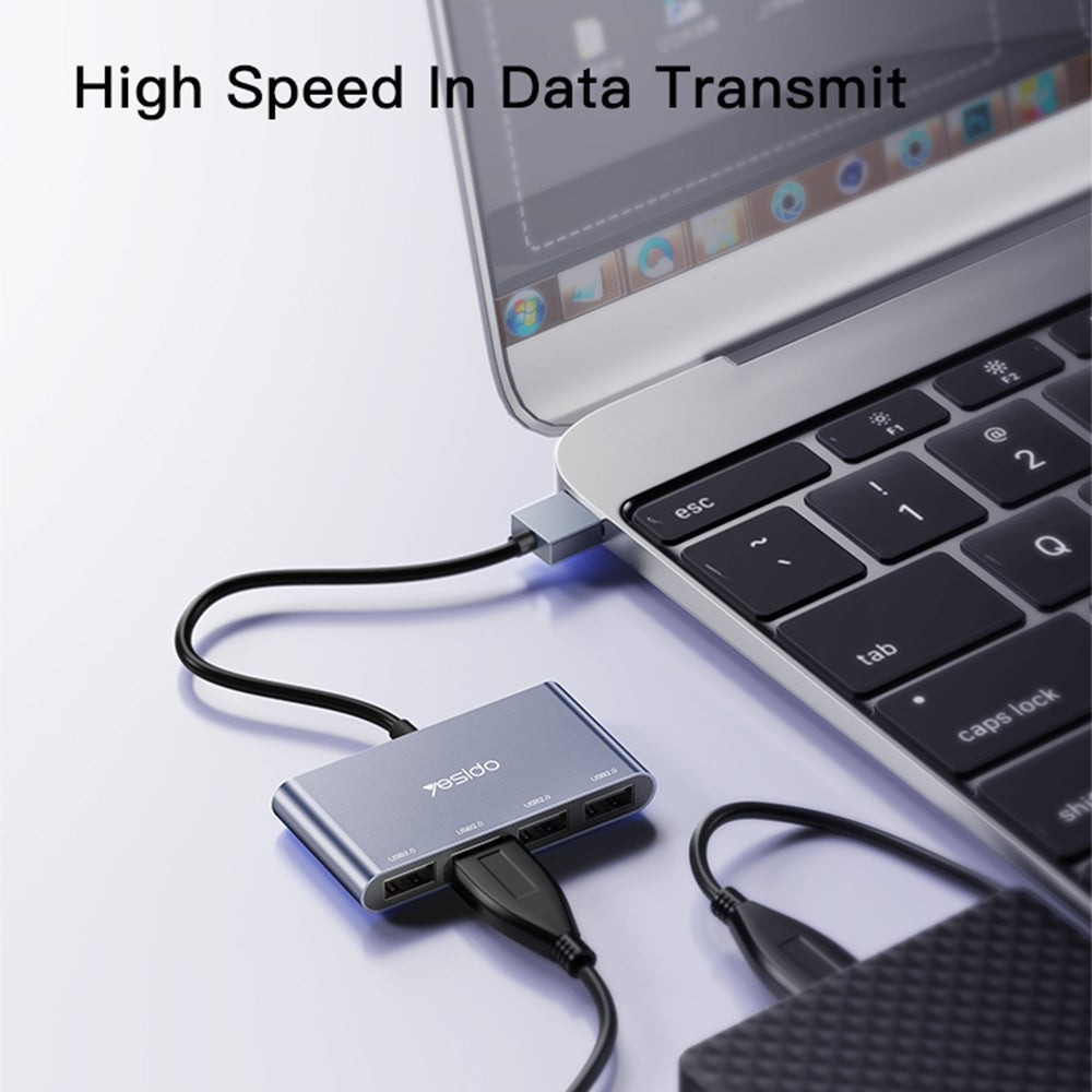 Hub USB Yesido HB12, 4in1, Grigio