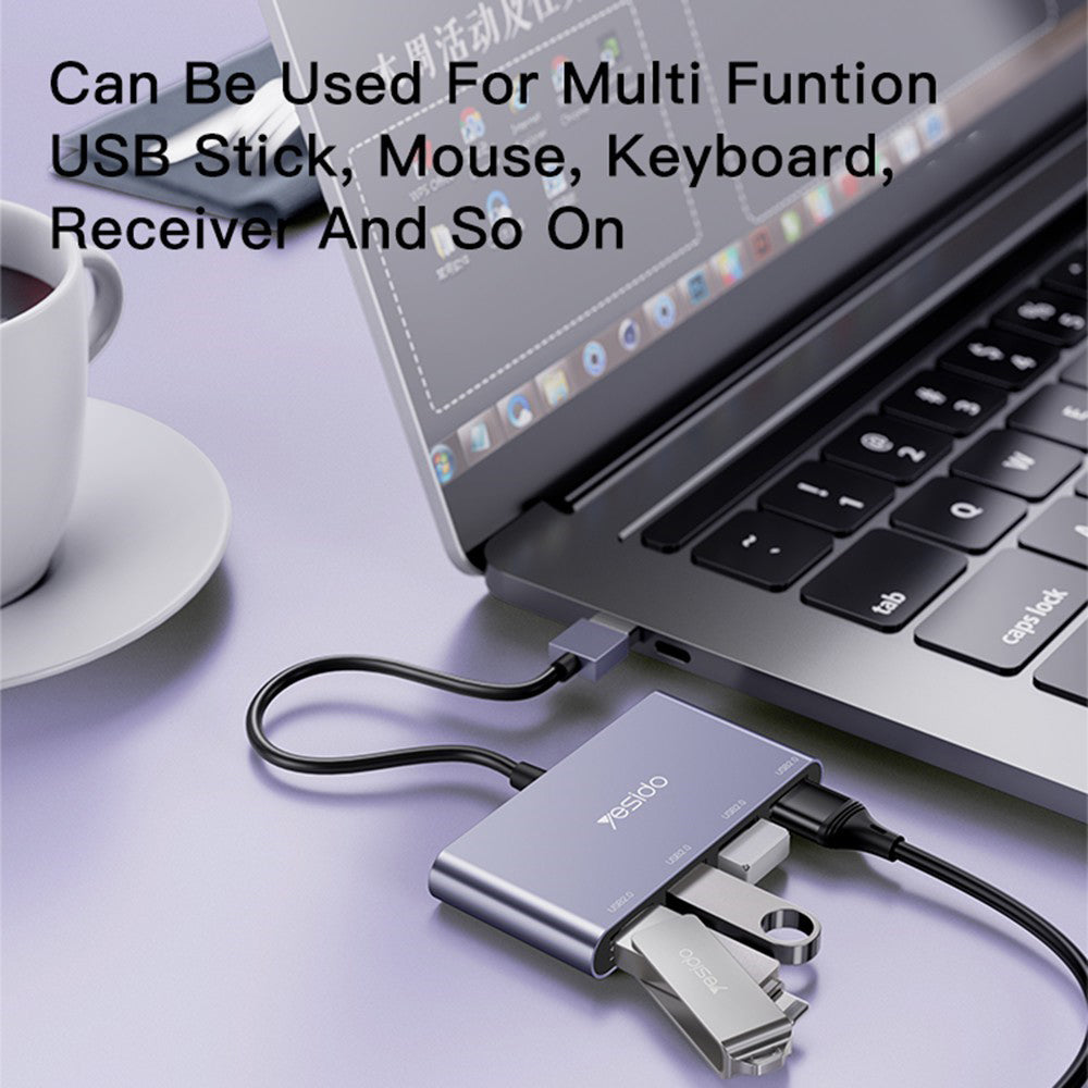 Hub USB Yesido HB12, 4in1, Grigio