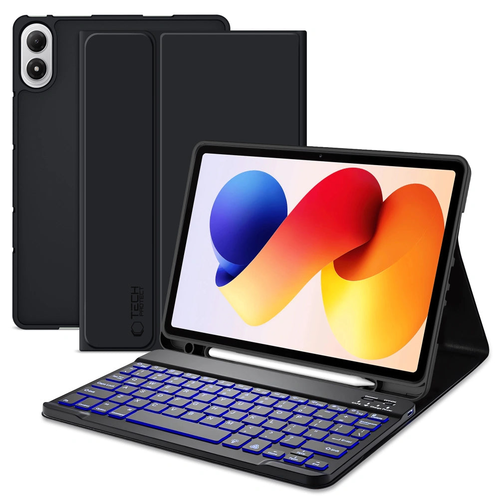 Custodia con tastiera per Xiaomi Poco Pad M1 / Redmi Pad 2 Pro, Tech-Protect, SC PEN, Nera