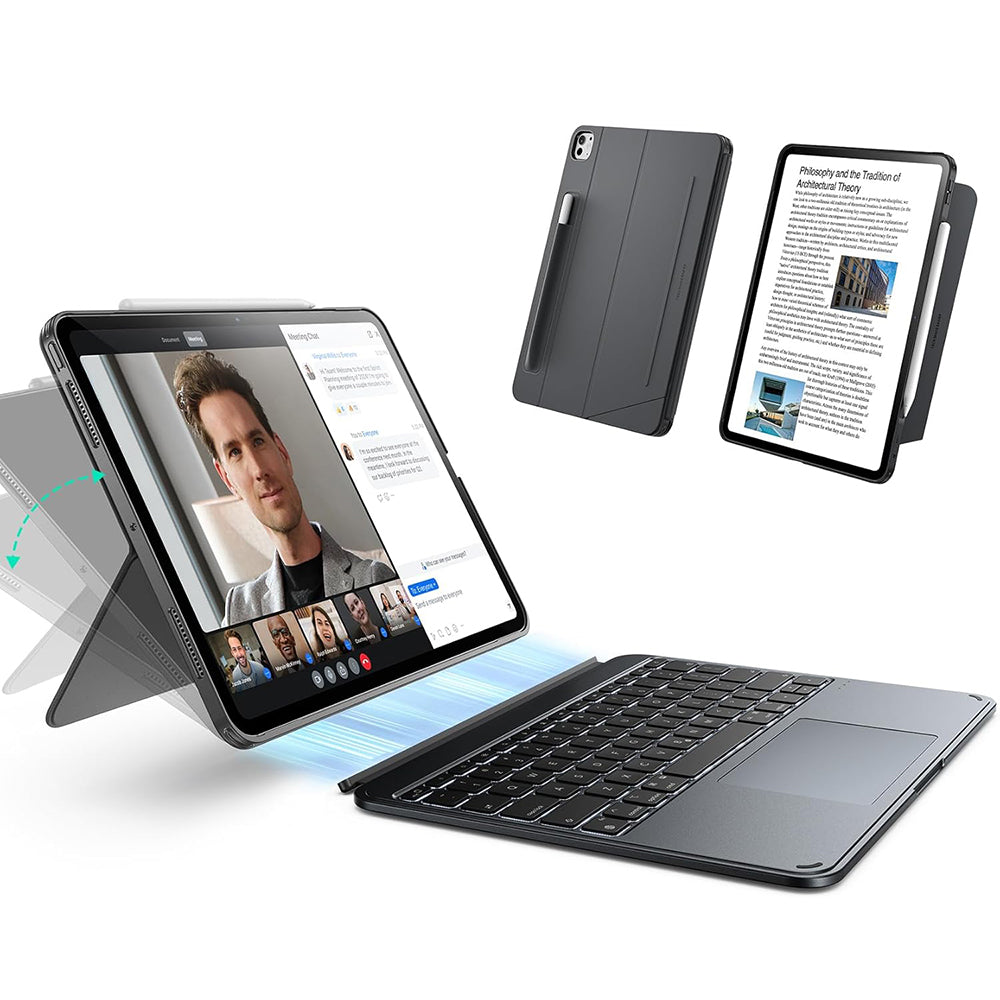 Custodia con Tastiera per Apple iPad (2025) / (2022), ESR, Shift, Grigio
